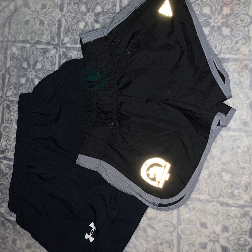 Under armor and Adidas running shorts